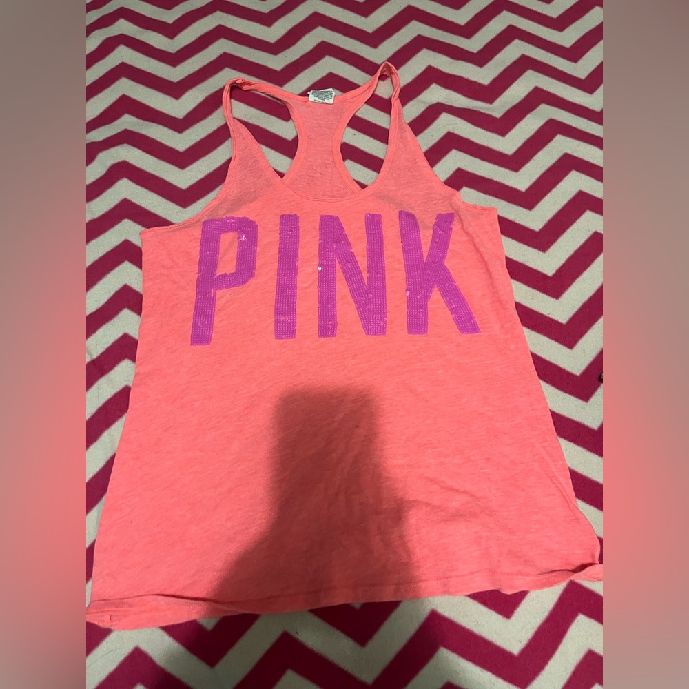 Vs pink orange sparkly tank top